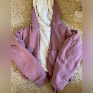 aeropostle cropped sherpa fuzzy jacket medium